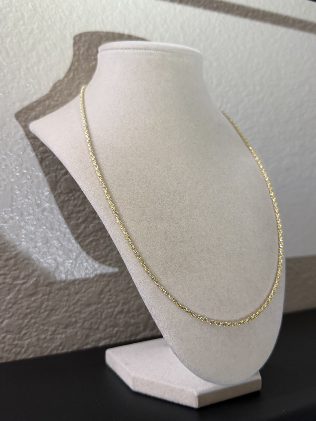 22 inch 2.2mm – Gold Over 925 Sterling Silver Two Tone Rope Chain