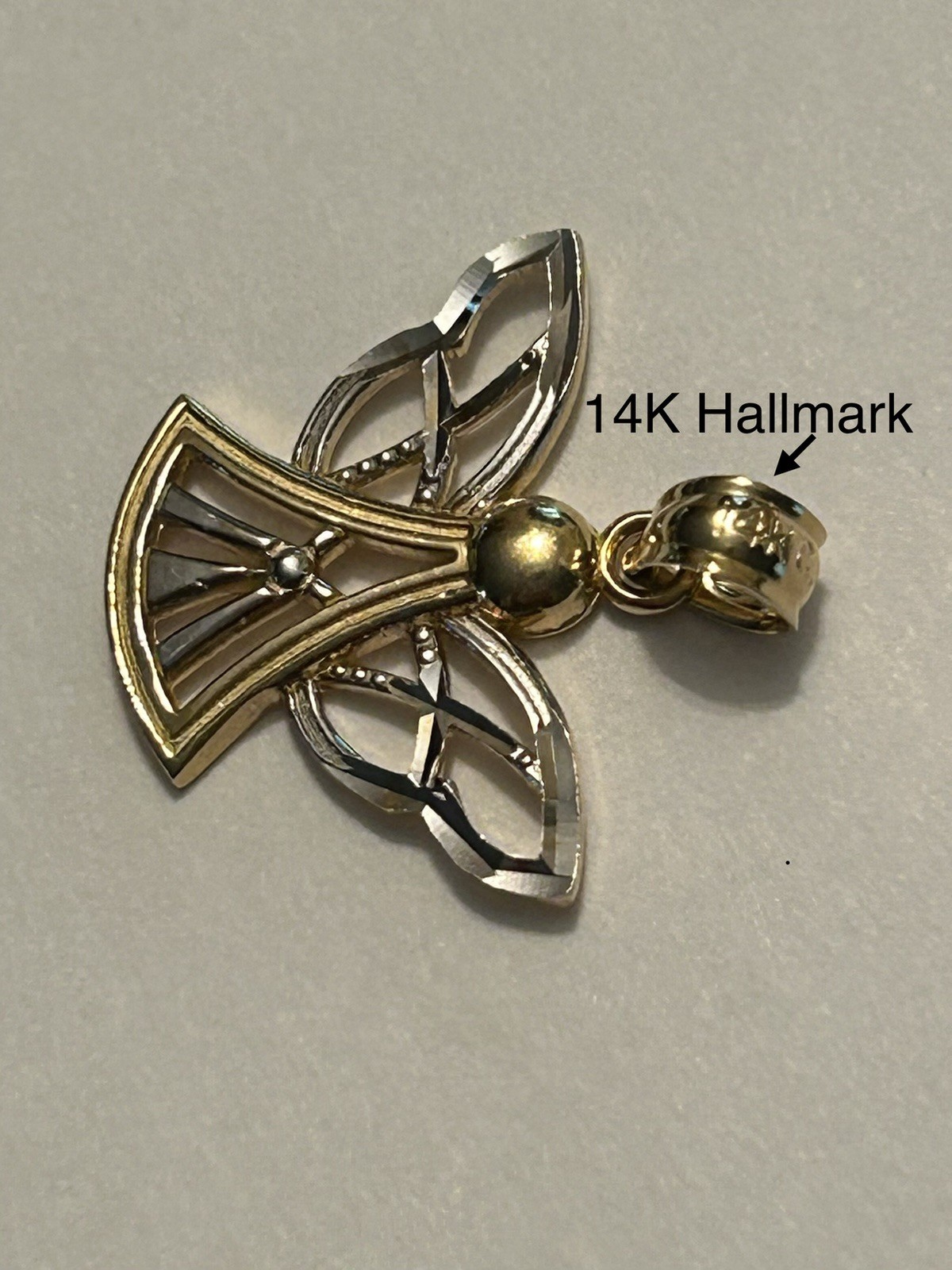 ZALES 1.0 Gram 14K Yellow & White Gold ANGEL Pendant No Stones