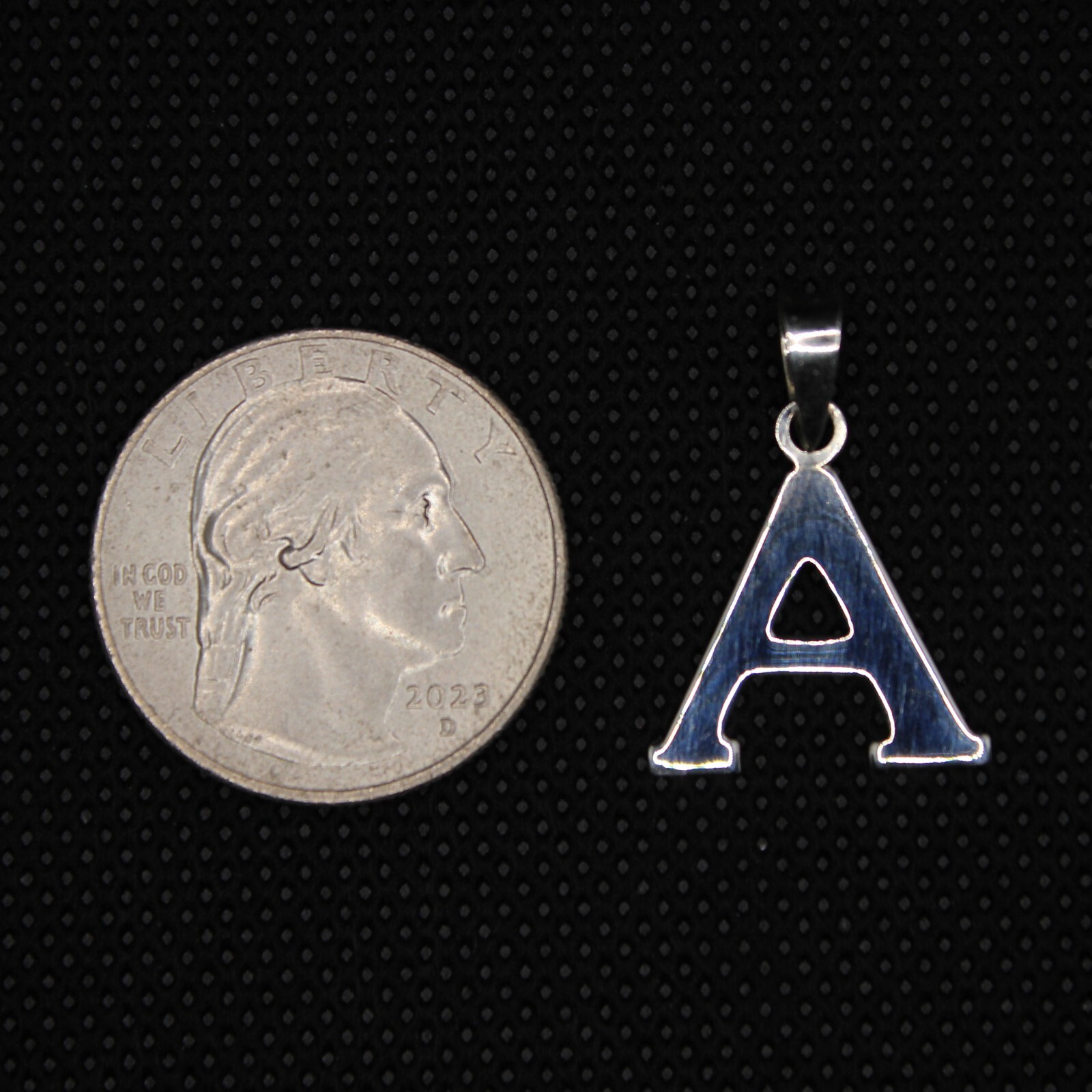 925 Sterling Silver Alphabet Initial Pendant Plain Slab Serif Upper Case Letter