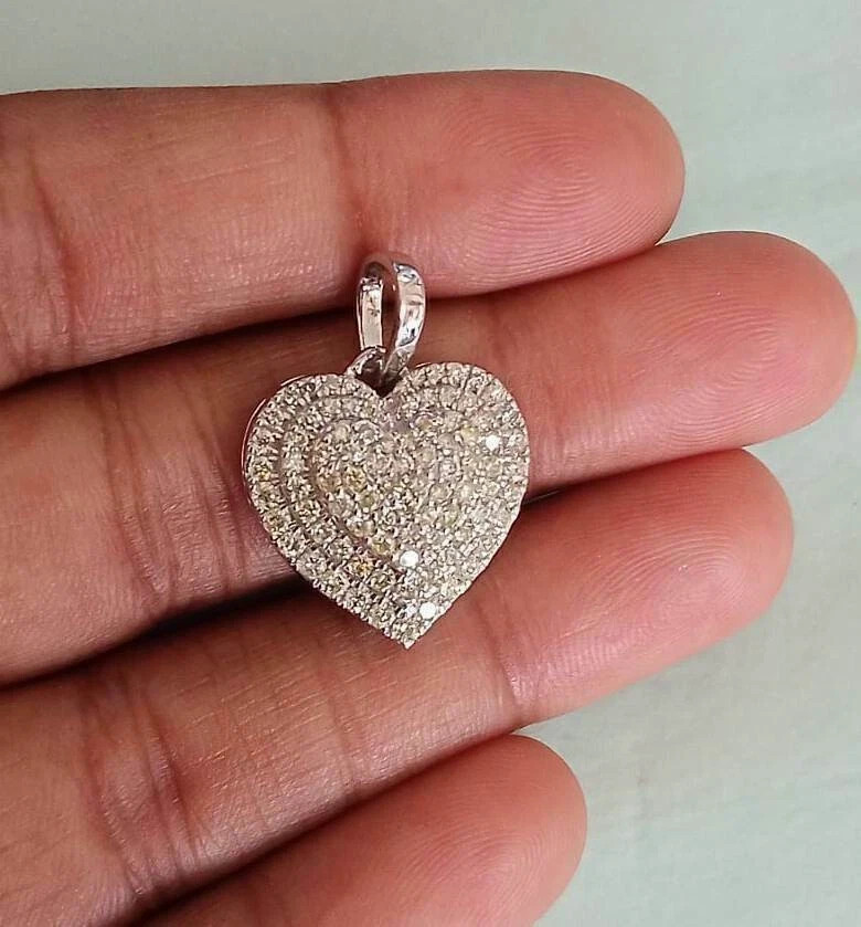 2Ct Round Cut VVS1 Diamond Cluster Heart Pendant 14k White Gold Over Free Chain