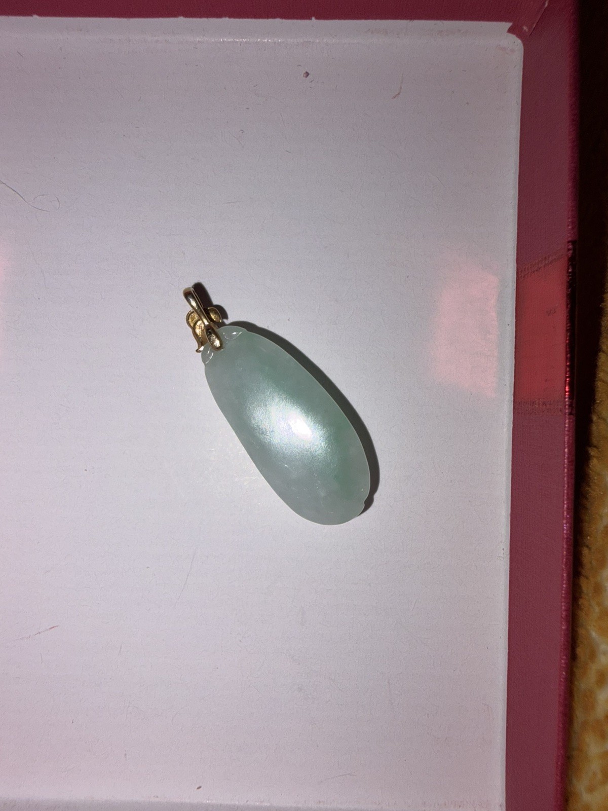 Grade A 100% Natural Untreated Myanmar Jadeite Light Green Pendant 18k Gold