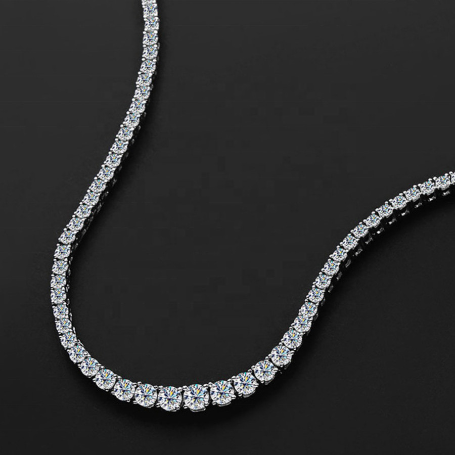 16Ct 4MM Real Moissanite Tennis Necklace 925 Sterling Silver VVS1 18 Inch