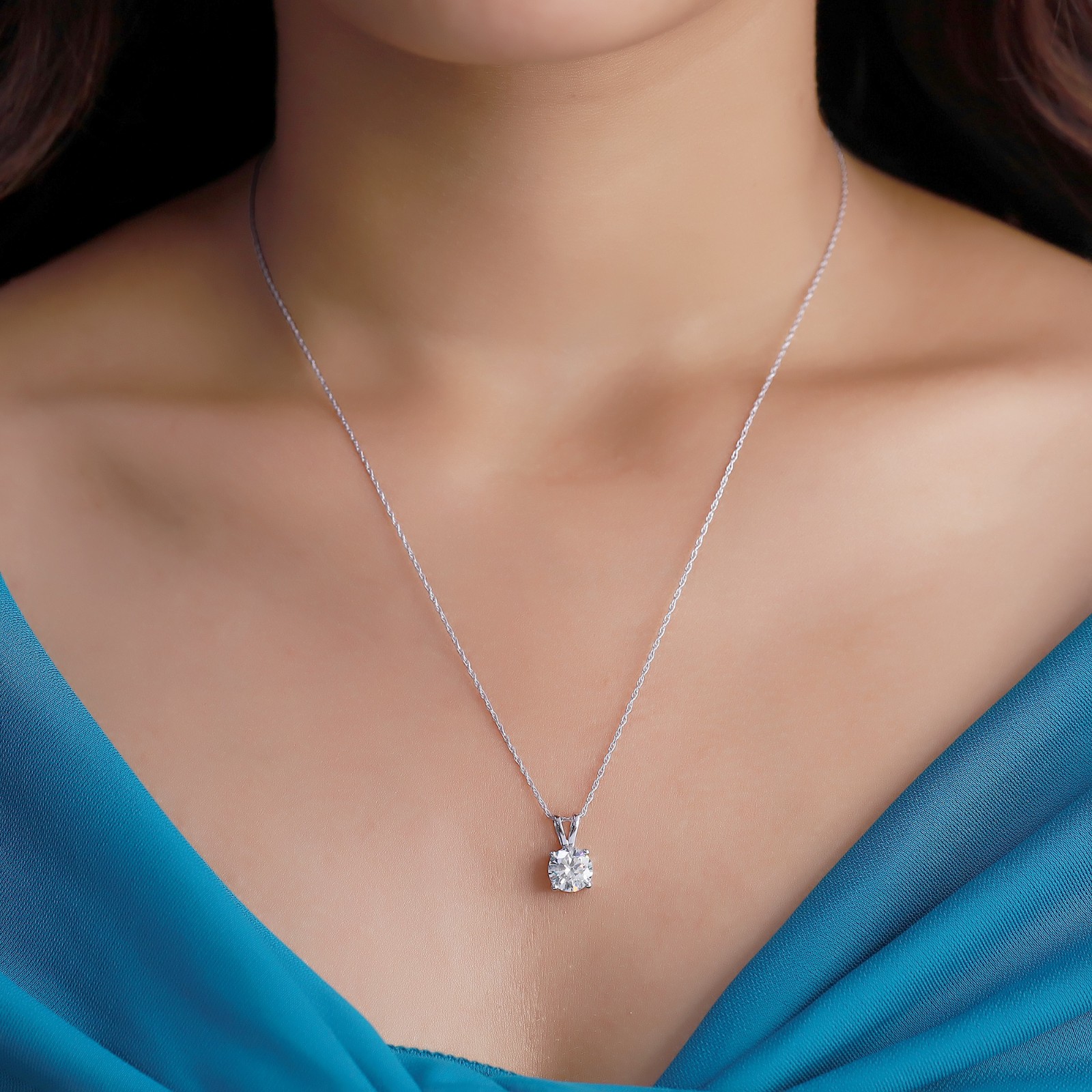 GIA Authenticated Lab Grown Diamond G-H VS-SI 1.50 CT Pendant Necklace 14K Gold