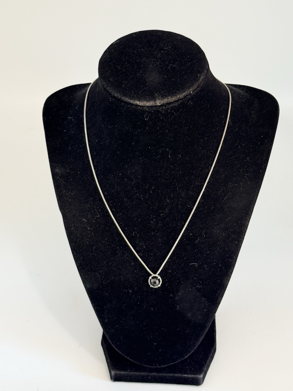 David Yurman Sterling Silver Black Onyx Petite Chatelaine Pendant Necklace 17”