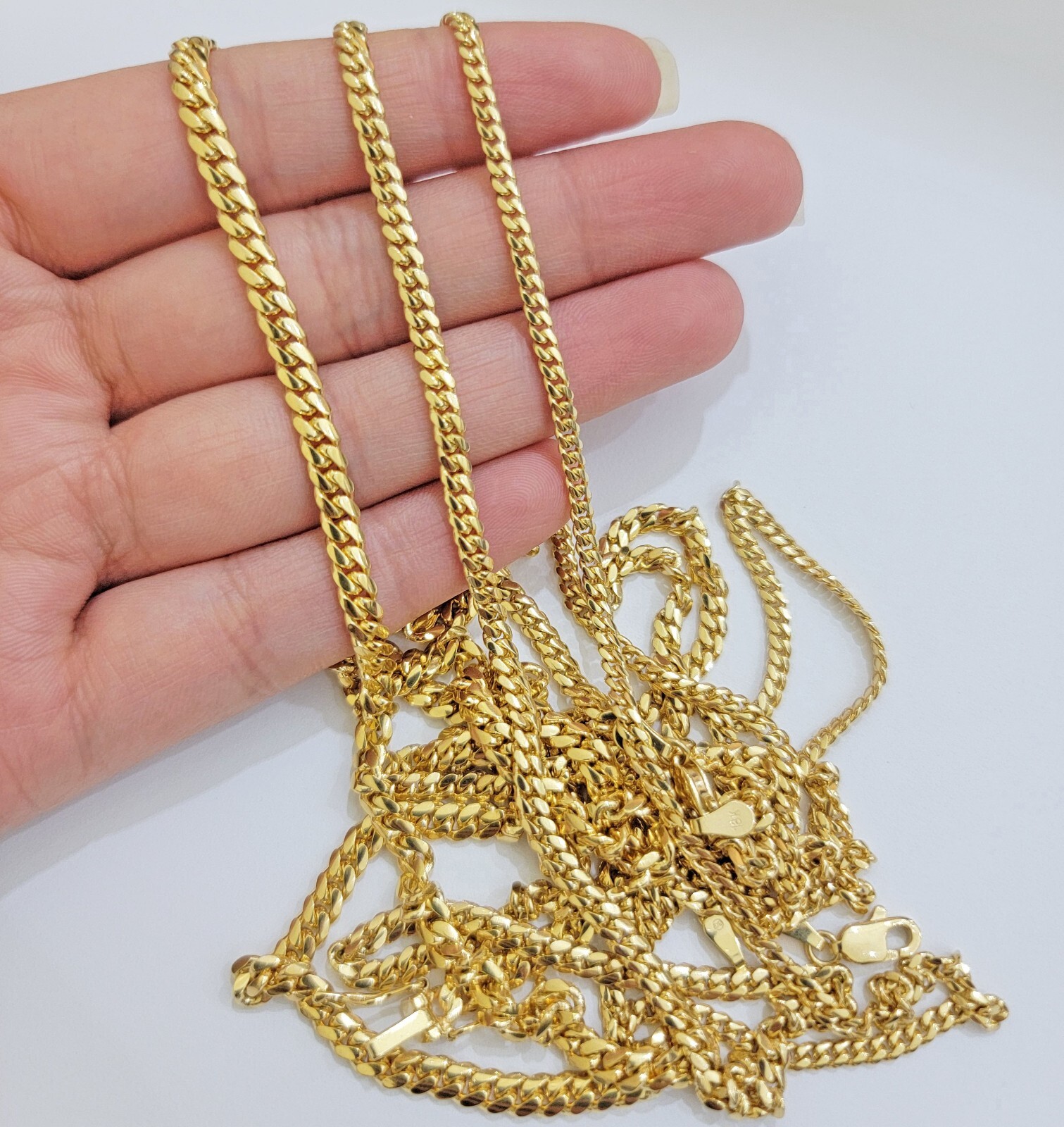 Solid 18k Gold Chain Necklace Miami Cuban Link 2.5mm-4mm 18″-26 Inch Real 18kt