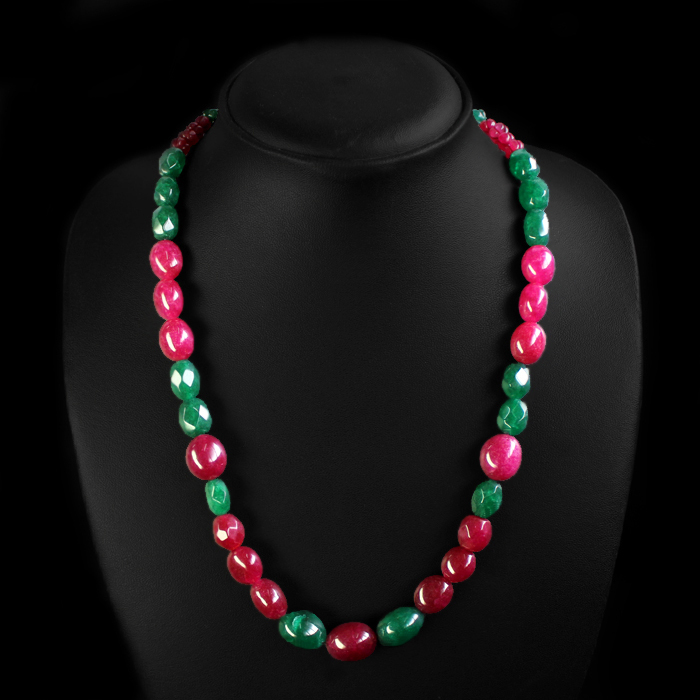 TRUELY SUPERB EXCLUSIVE 284.00 CTS EARTH MINED RUBY & EMERALD BEADS NECKLACE