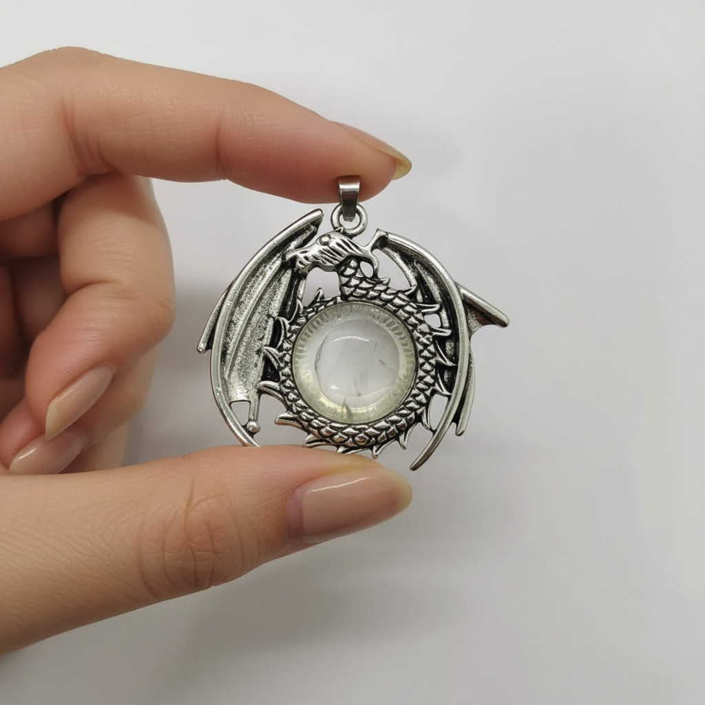 Premium Clear Crystal Necklace – Dragon Mythical Crystal Pendant for Her