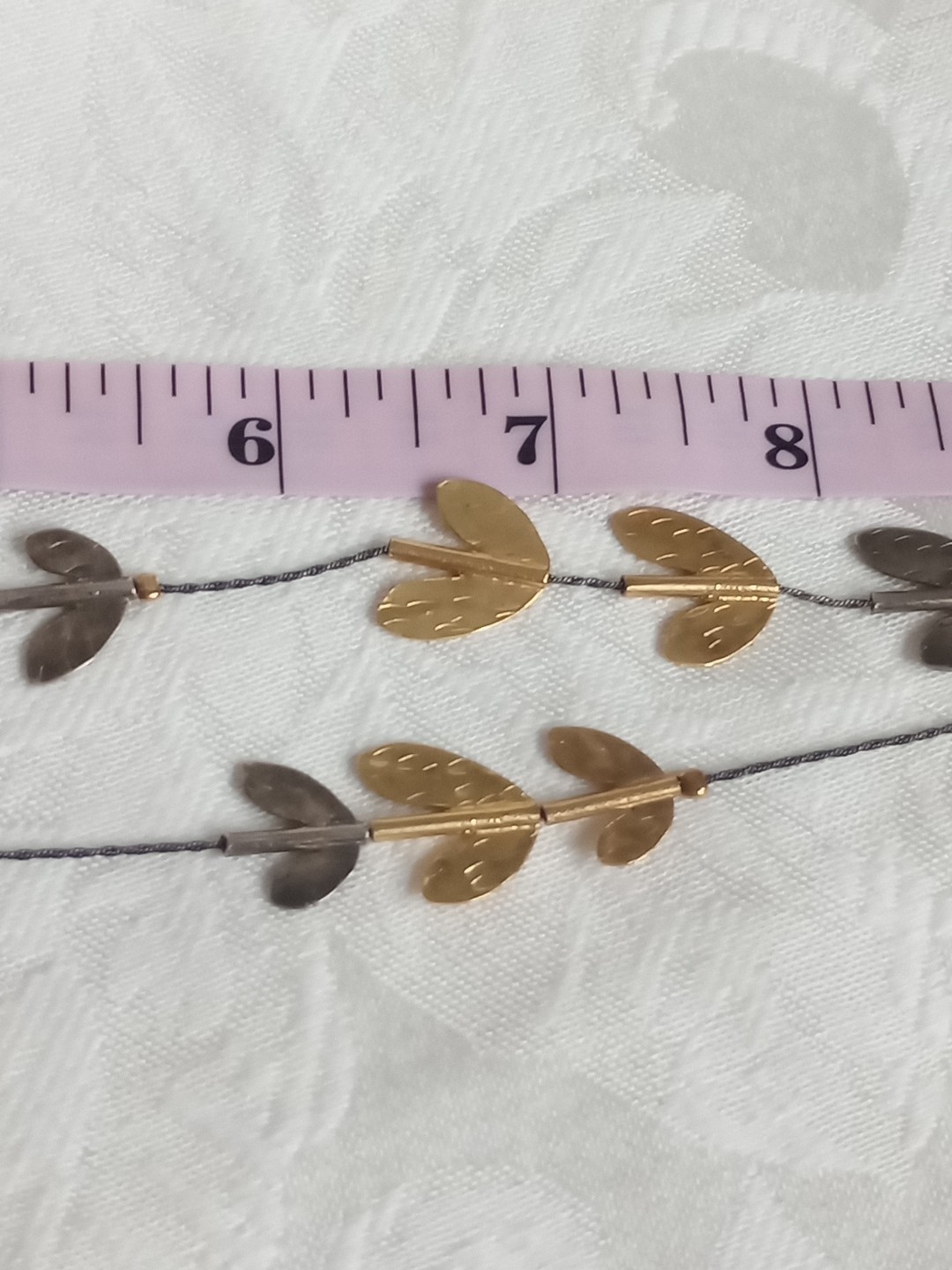 32 In GRAS 925 Golden Leaves Slide Pendant Necklace Two Toned Gold Plated 18K