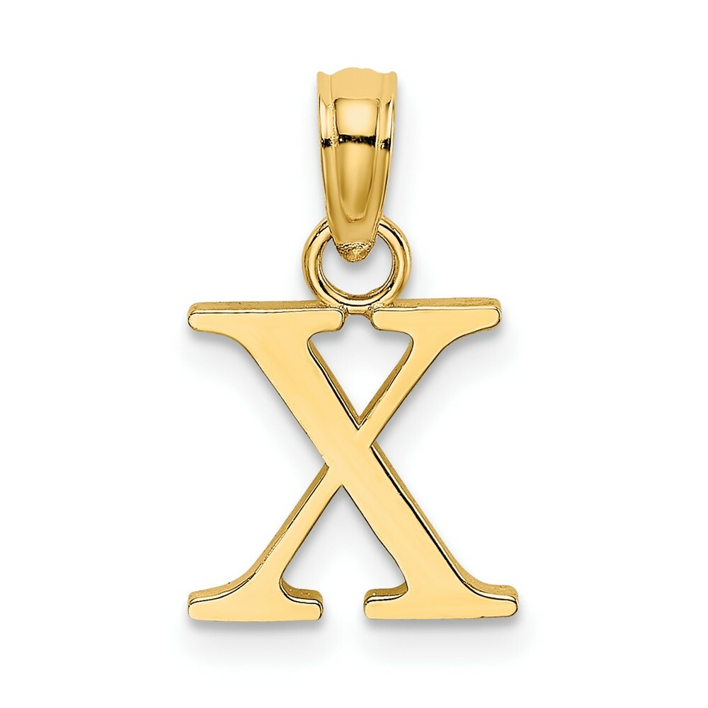 14K Yellow Gold Polished Block Letter X Initial Pendant