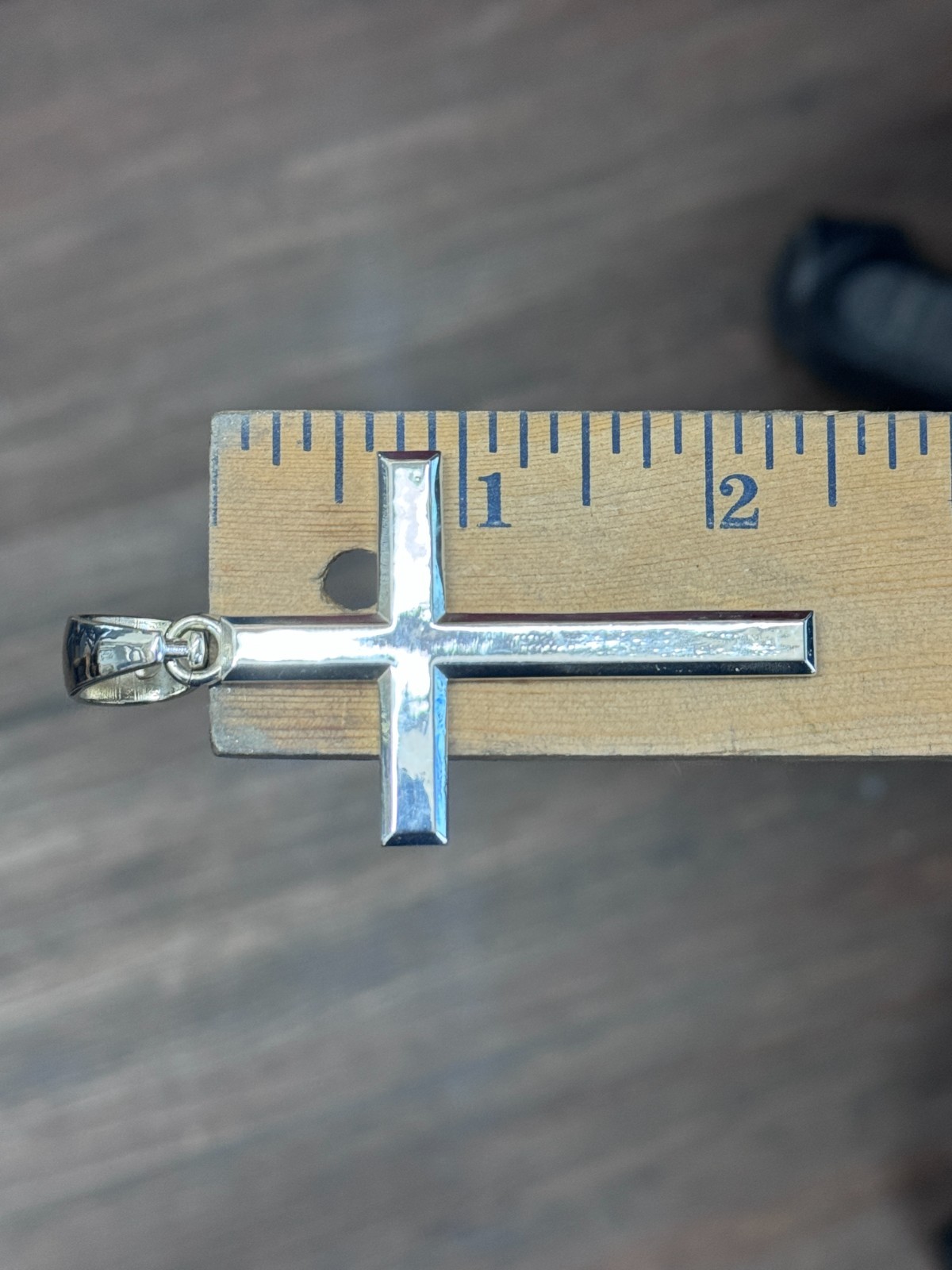 Large Cross Thick Pendant Beveled Plain Polished Silver 10- 20mm bail