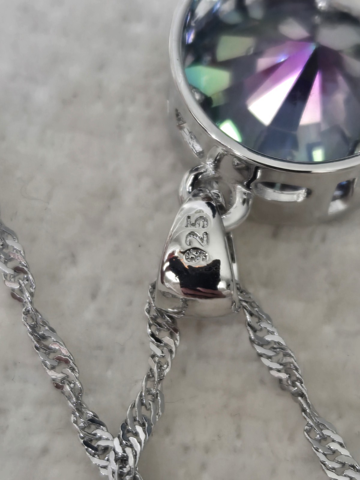 Women’s 0.5″ Mystic Topaz Sterling Silver 18 Inch Necklace. Brand New. UK Seller