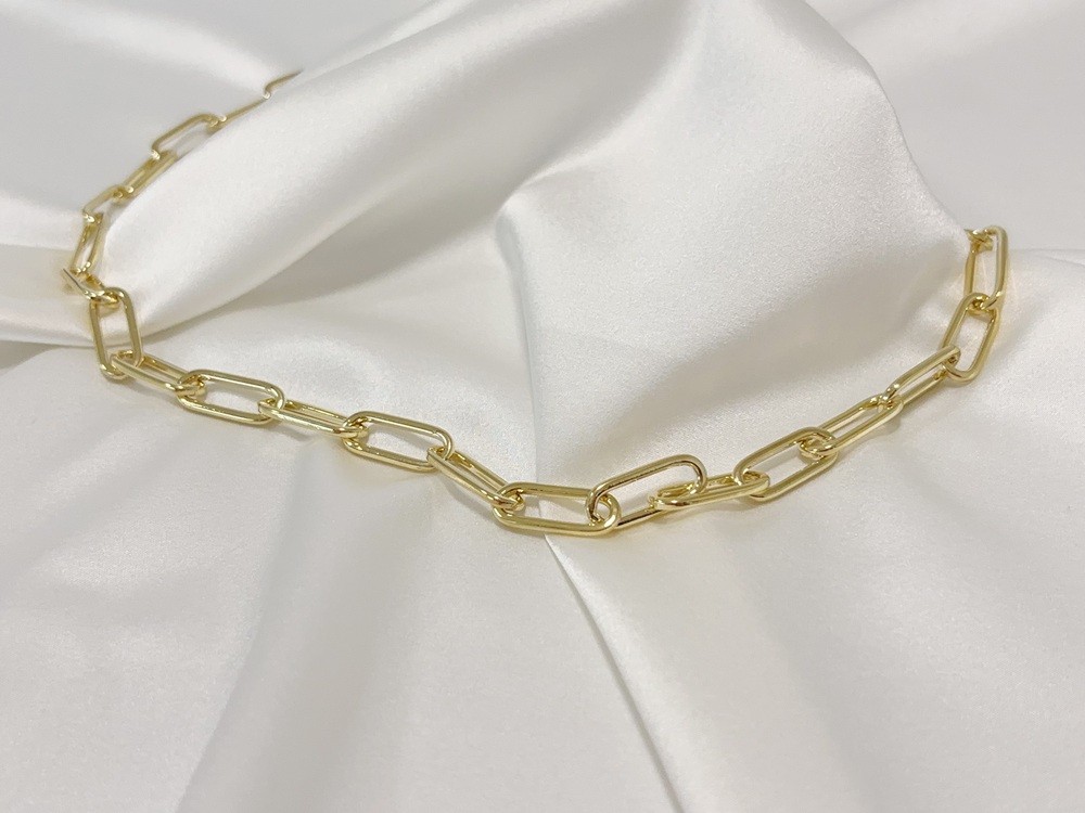 Real Genuine 10K Solid Yellow Gold Paperclip Chain Necklace 24inch 9mm