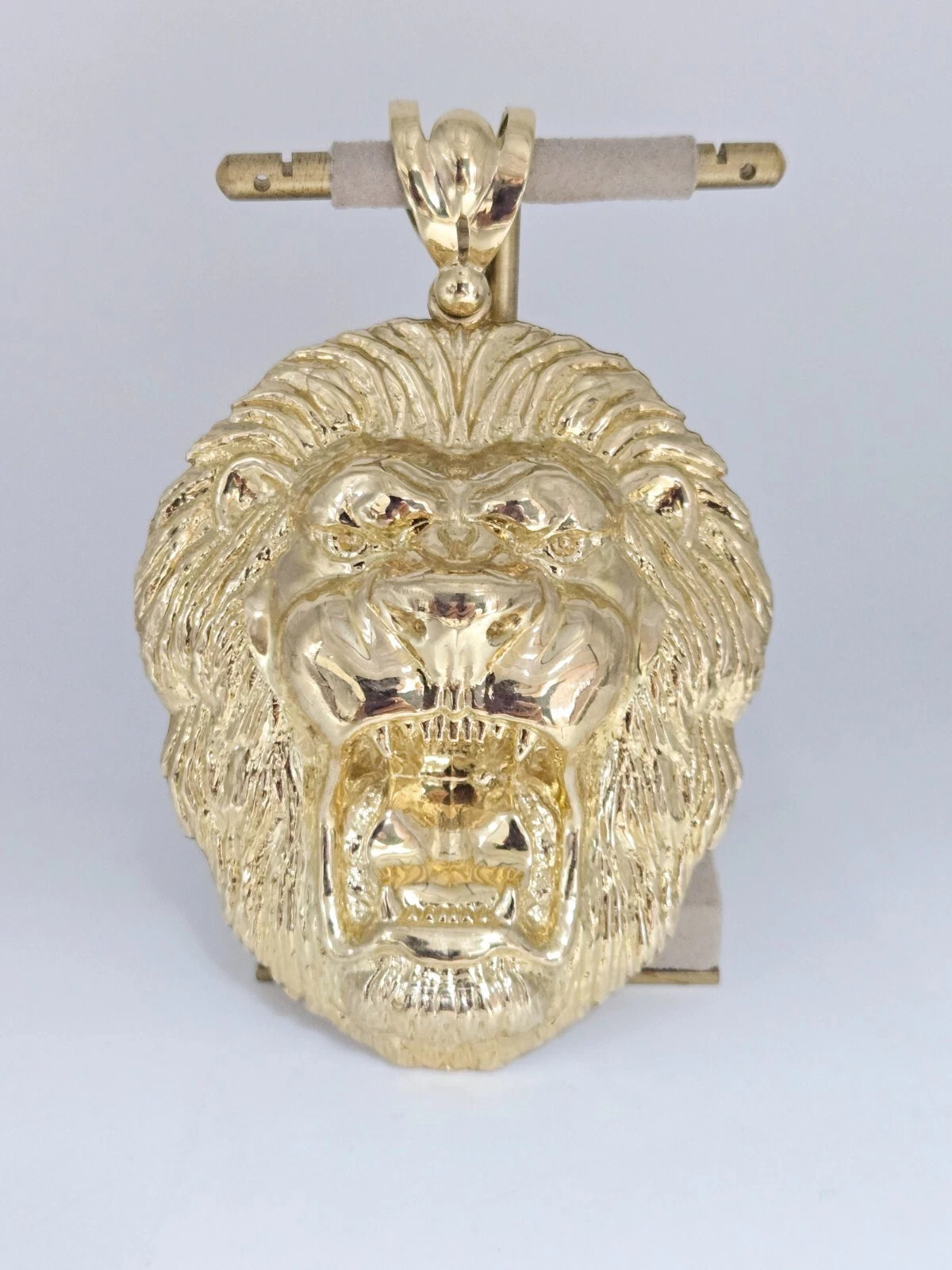 Lion Head Pendant 10k Gold Men Charm Hip Hop Jewelry King Face 10kt Yellow Gold