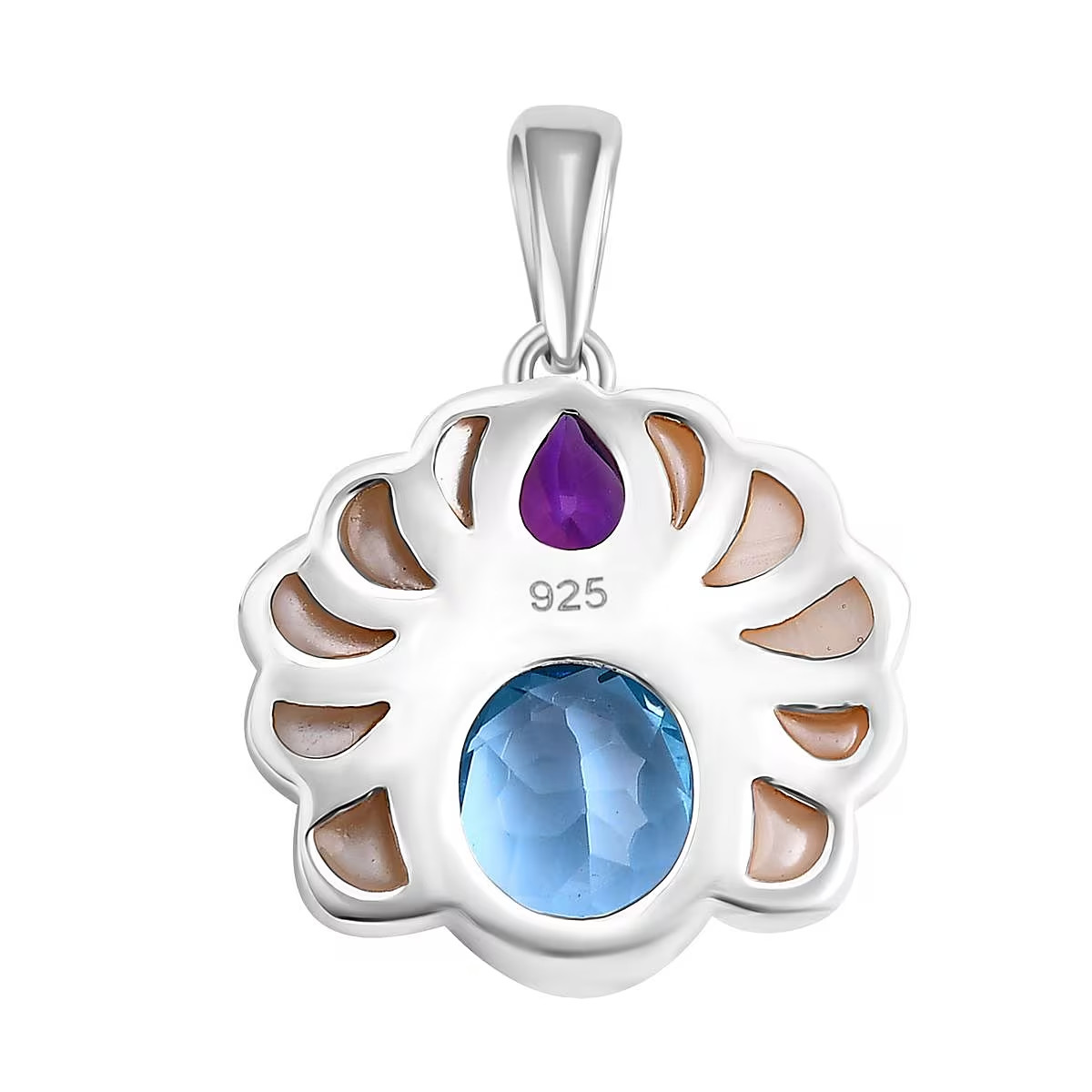 Bali Legacy White Shell Pearl, Amethyst and Blue Topaz 7.00 ctw Pendant no chain