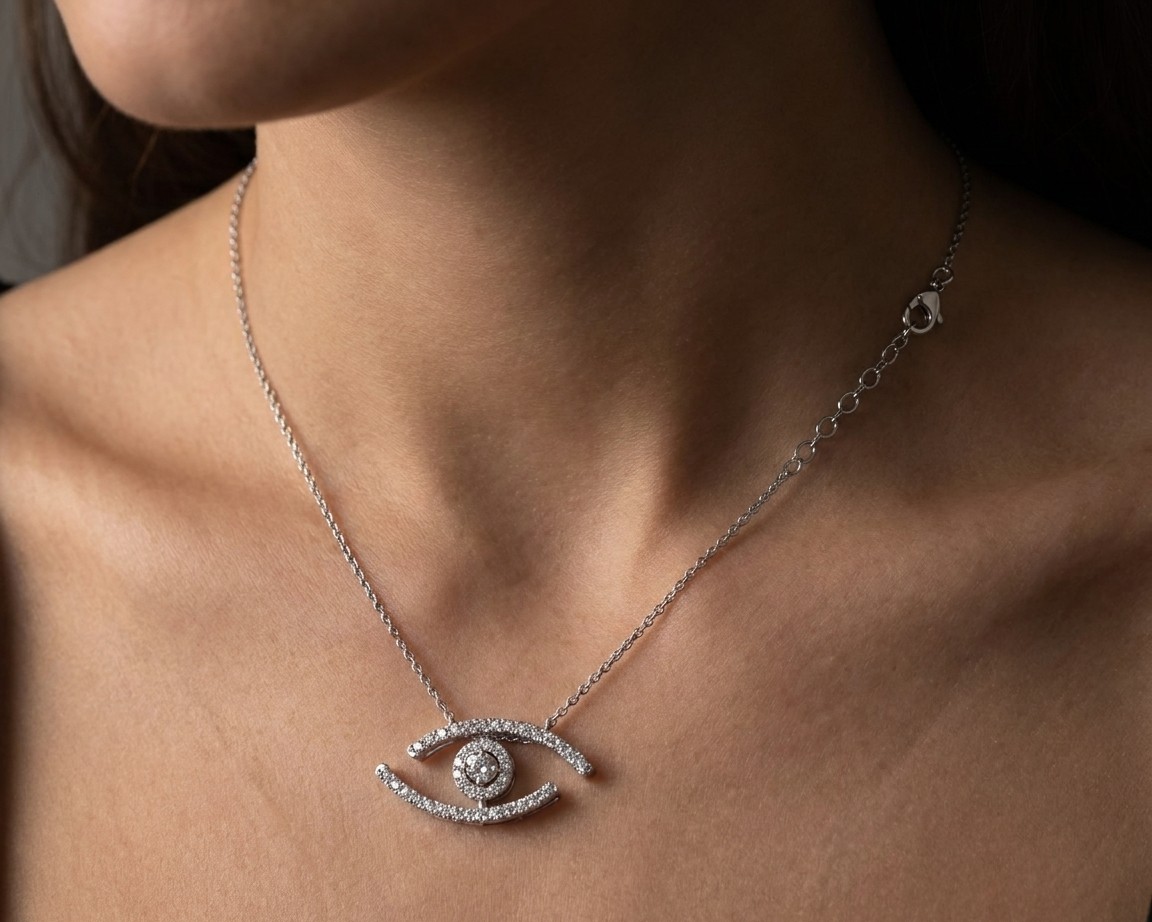 0.34ct F-G Round Lab Grown Diamond Pendant 14K White Gold Certified