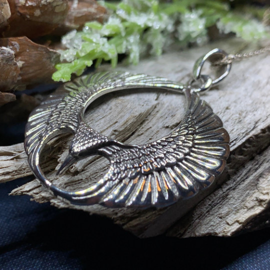 NEW Solid Sterling Silver Eagle Wings Necklace Large Bird Biker Pendant 925