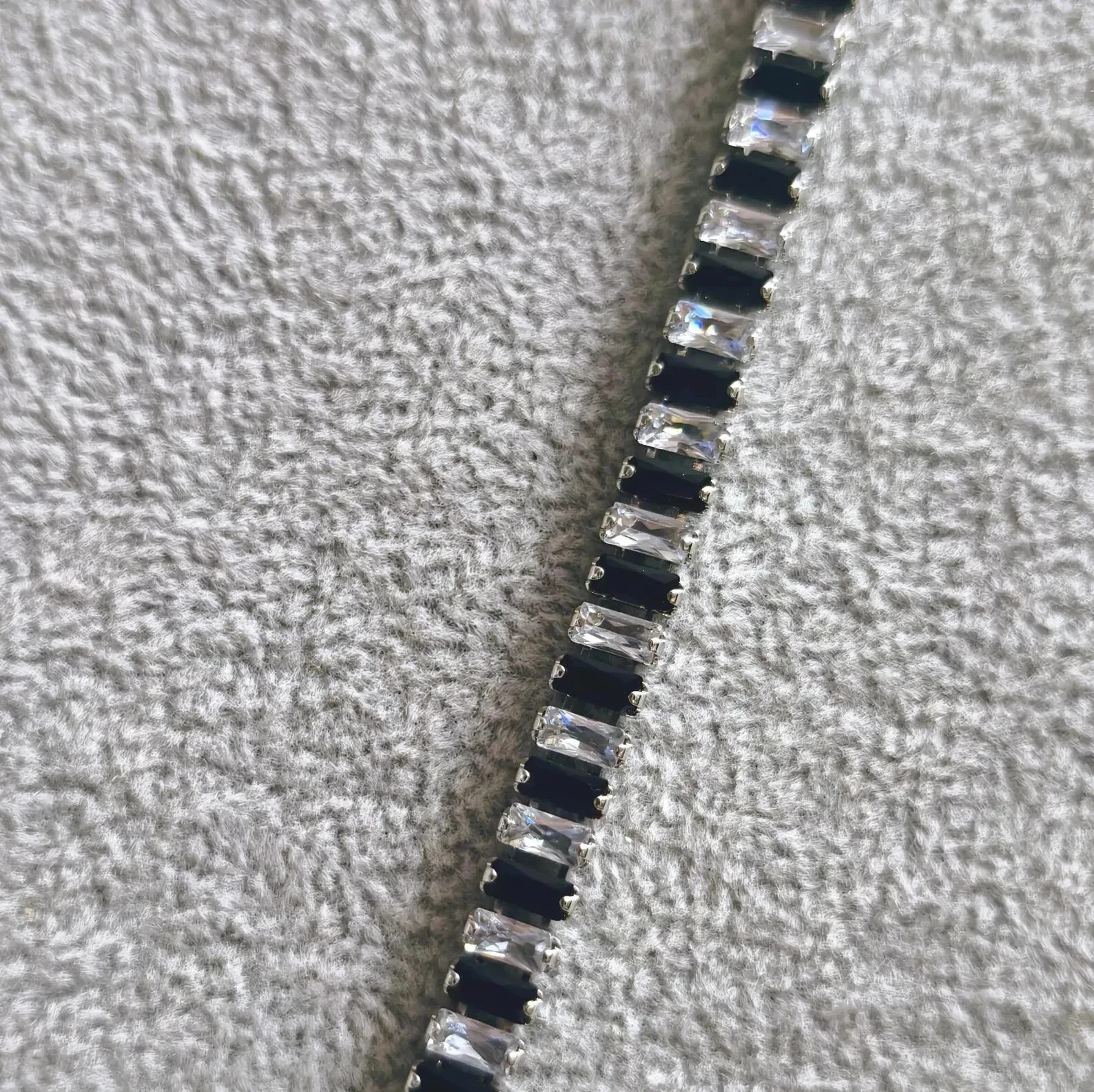 12Ct Baguette Cut Lab Created Onyx Women’s Tennis Necklace 14K White Gold Finish