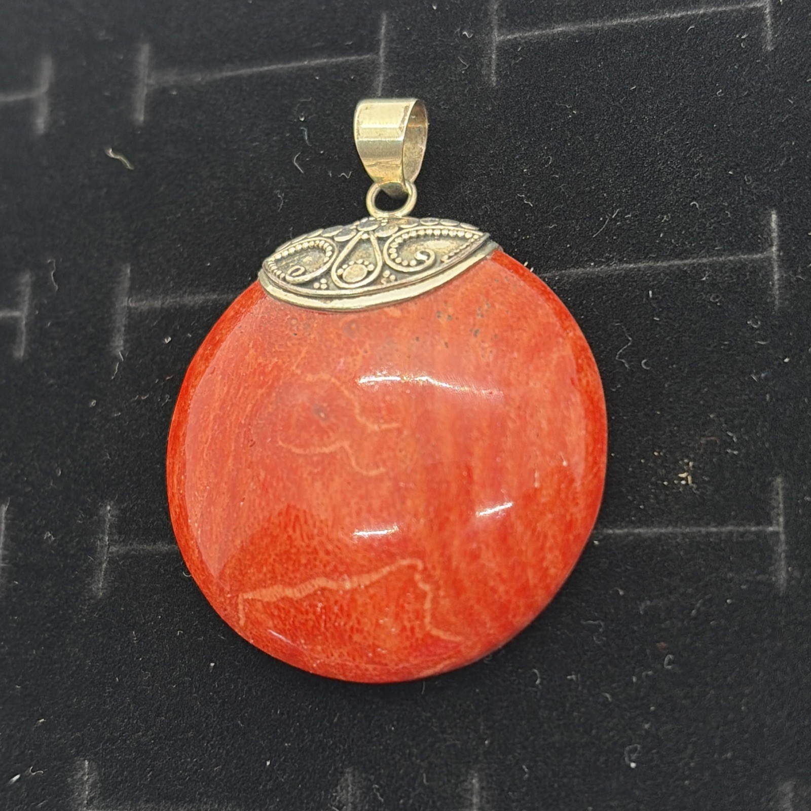 925 Silver Pendant With Orange Stone #54 NO CHAIN