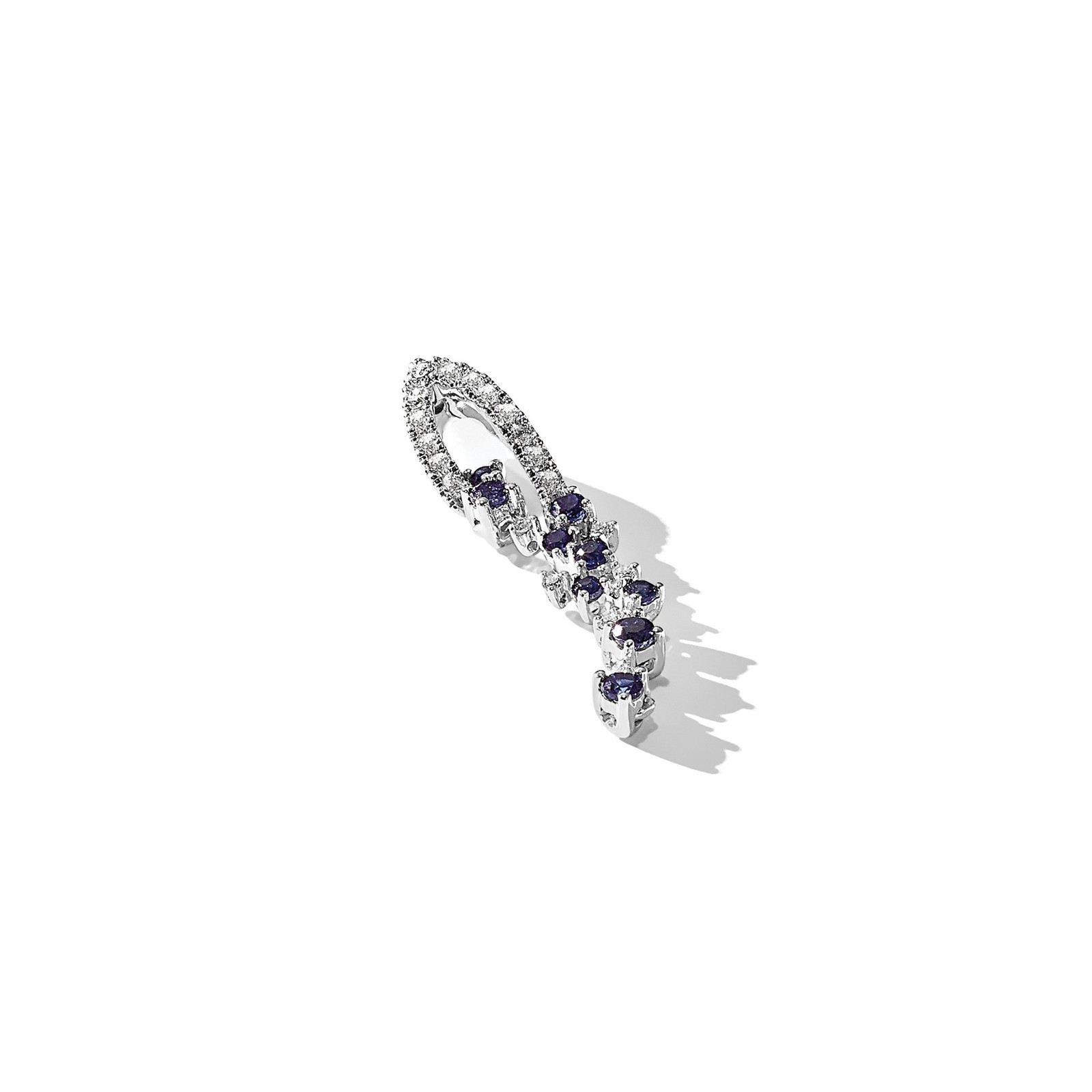 14k White Gold 1/5 carat Lab-Created Diamond VS/SI+ G+ and Simulated Ruby Slide