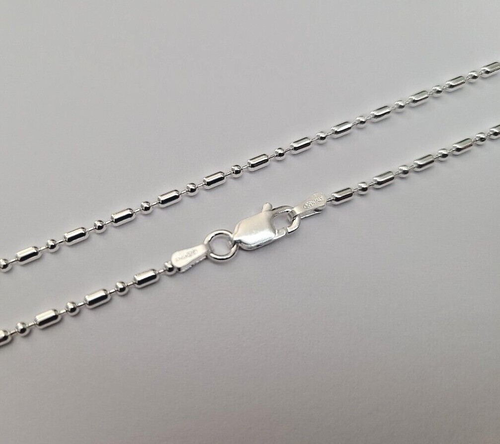 925 Sterling Silver Dot Dash Pallini Bead Ball Chain Necklace Bracelet 1.8mm