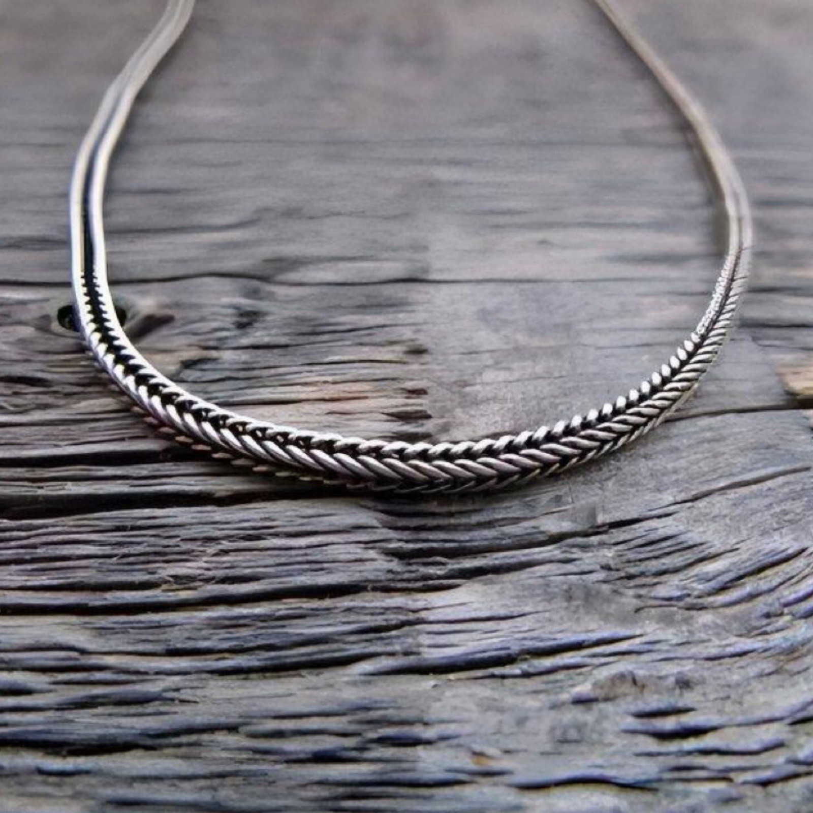 Oxidized 925 Bali Sterling Silver Chain Necklace 16-36″ Dragonbone Foxtail Wheat