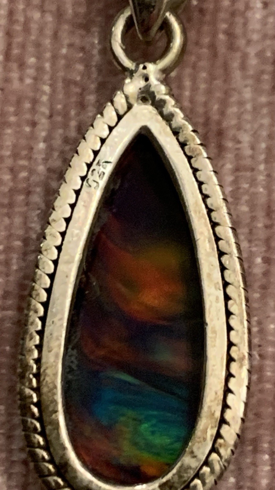 Teardrop Multicolor Rainbow Green Orange Fire Pendent With Chain 925 Italy