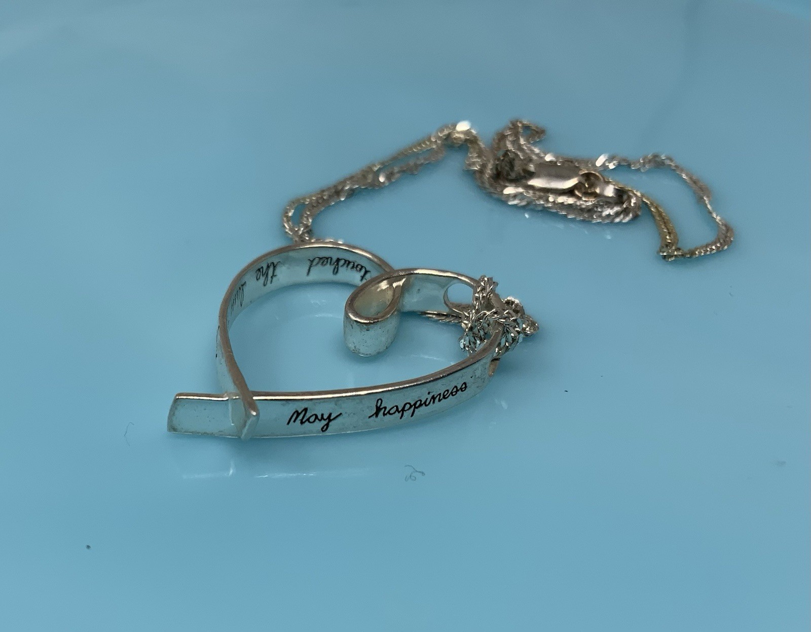 Sterling Silver Heart Pendant Necklace May Happiness Touch As You Have Others 6g