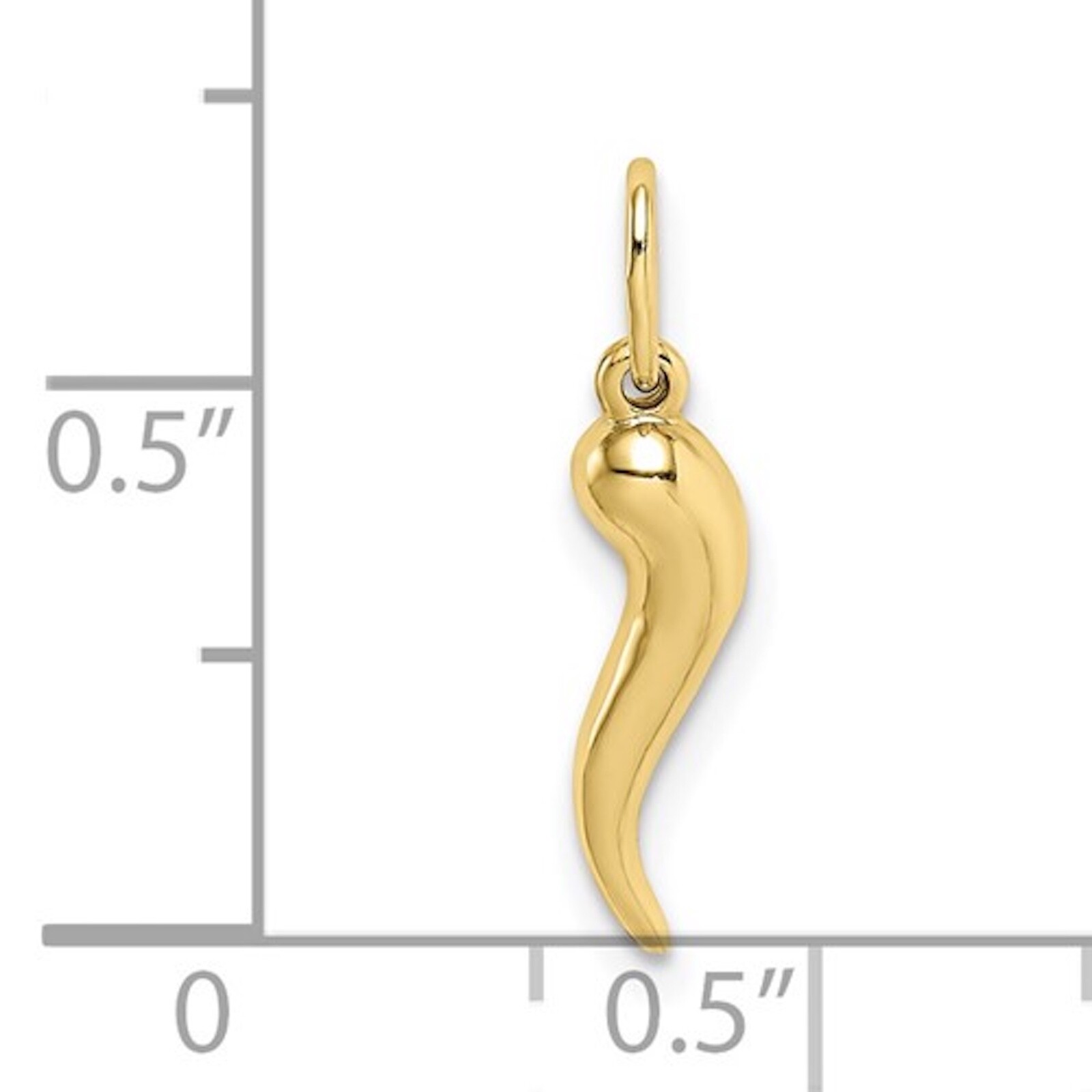 14K Real Gold 3D Cornicello Charm Pendant, Gold Italian/Chili pepper Horn – 14KH