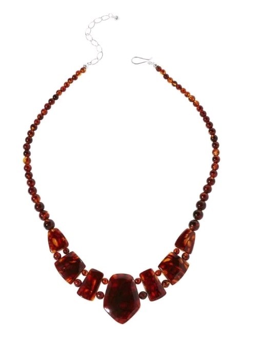 Jay King Sterling Silver Reversible Brown Amber & Orange Spiny Oyster Necklace