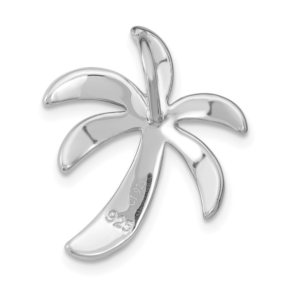 Sterling Silver Rhodium-plated Abalone Palm Tree Slide Pendant 1.96gm L-22 mm