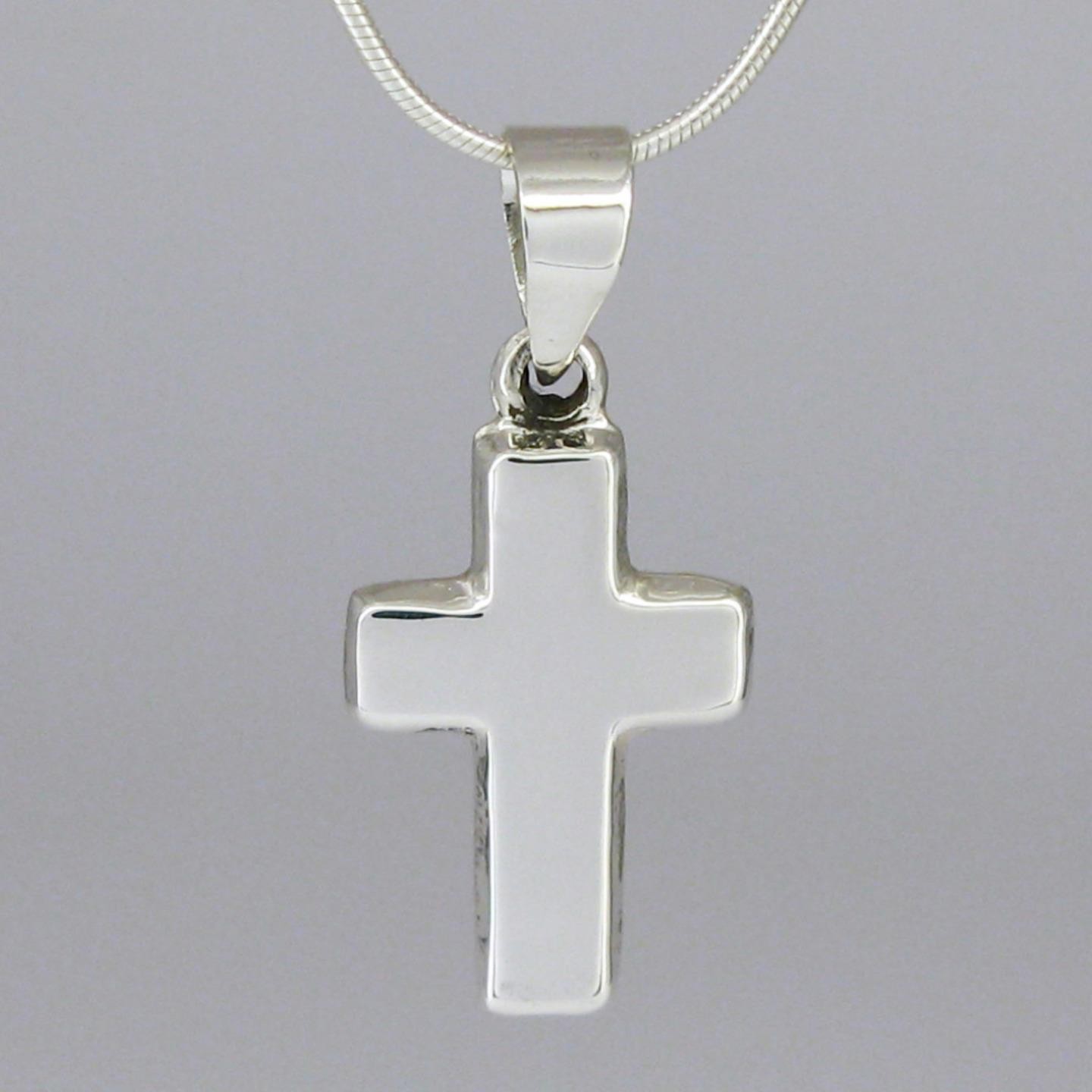 Small THICK Cross Pendant – All Sterling – Reversible – Chain Choice