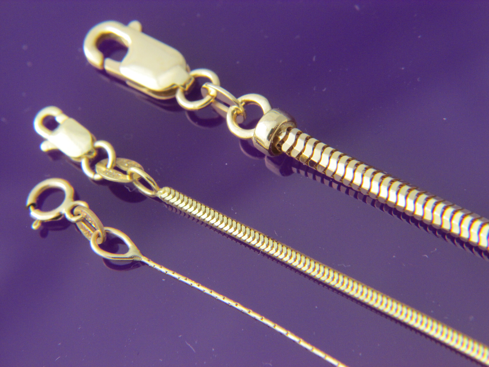 solid 10k gold snake necklace chain 3 thickness to choose real 10kt gold