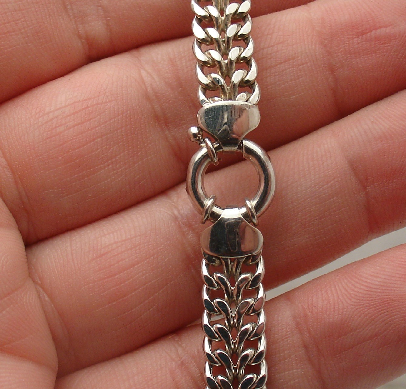 Technibond Double Row Curb Link Chain Necklace Anti-Tarnish Real Silver