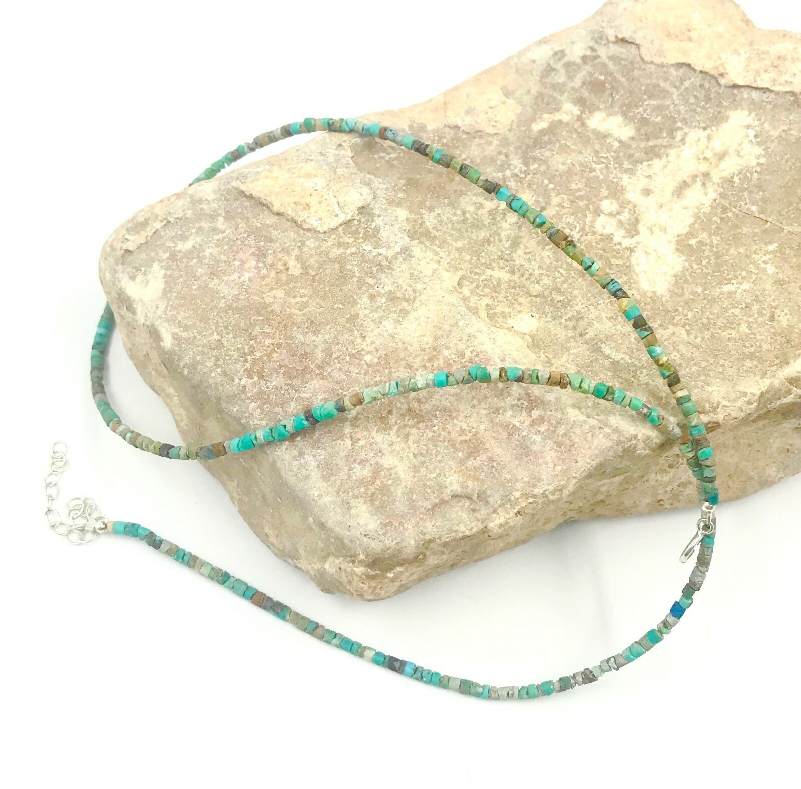 Genuine Green Turquoise 925 Silver Necklace Jewelry Women Handmade USA SELLER