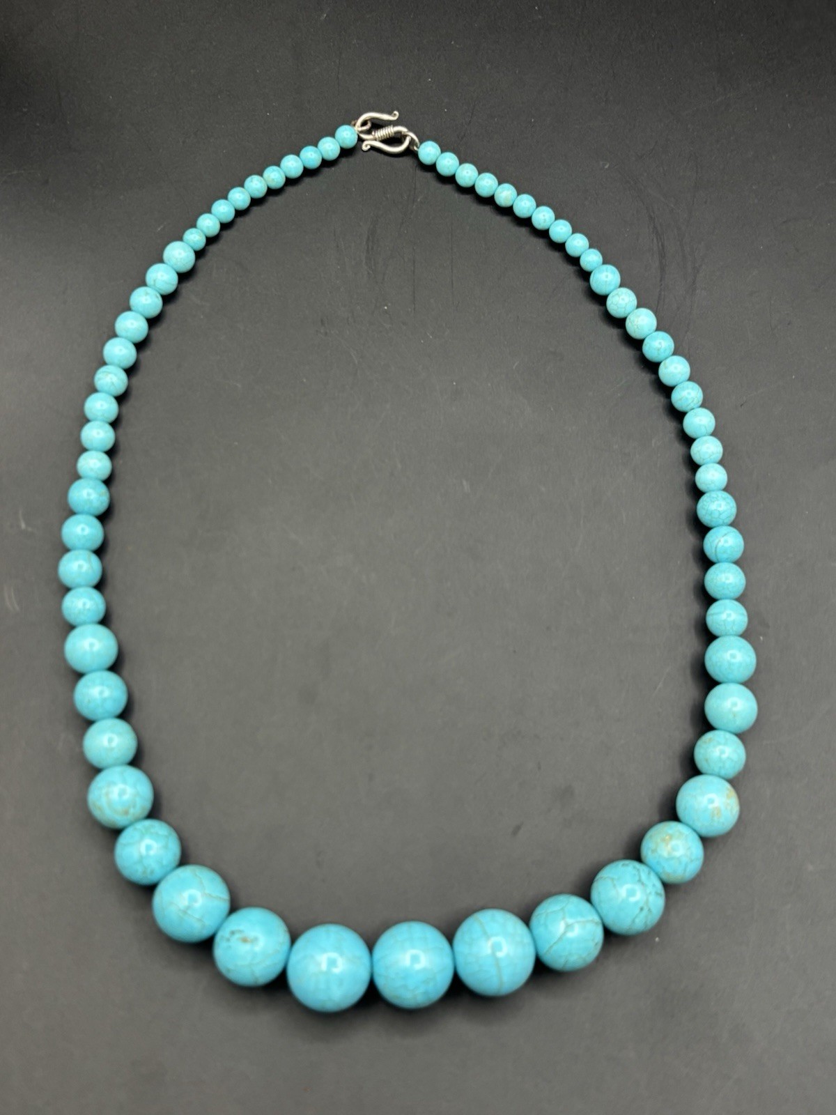 Sterling Silver Turquoise Graduate Beaded Necklace 113 Grams