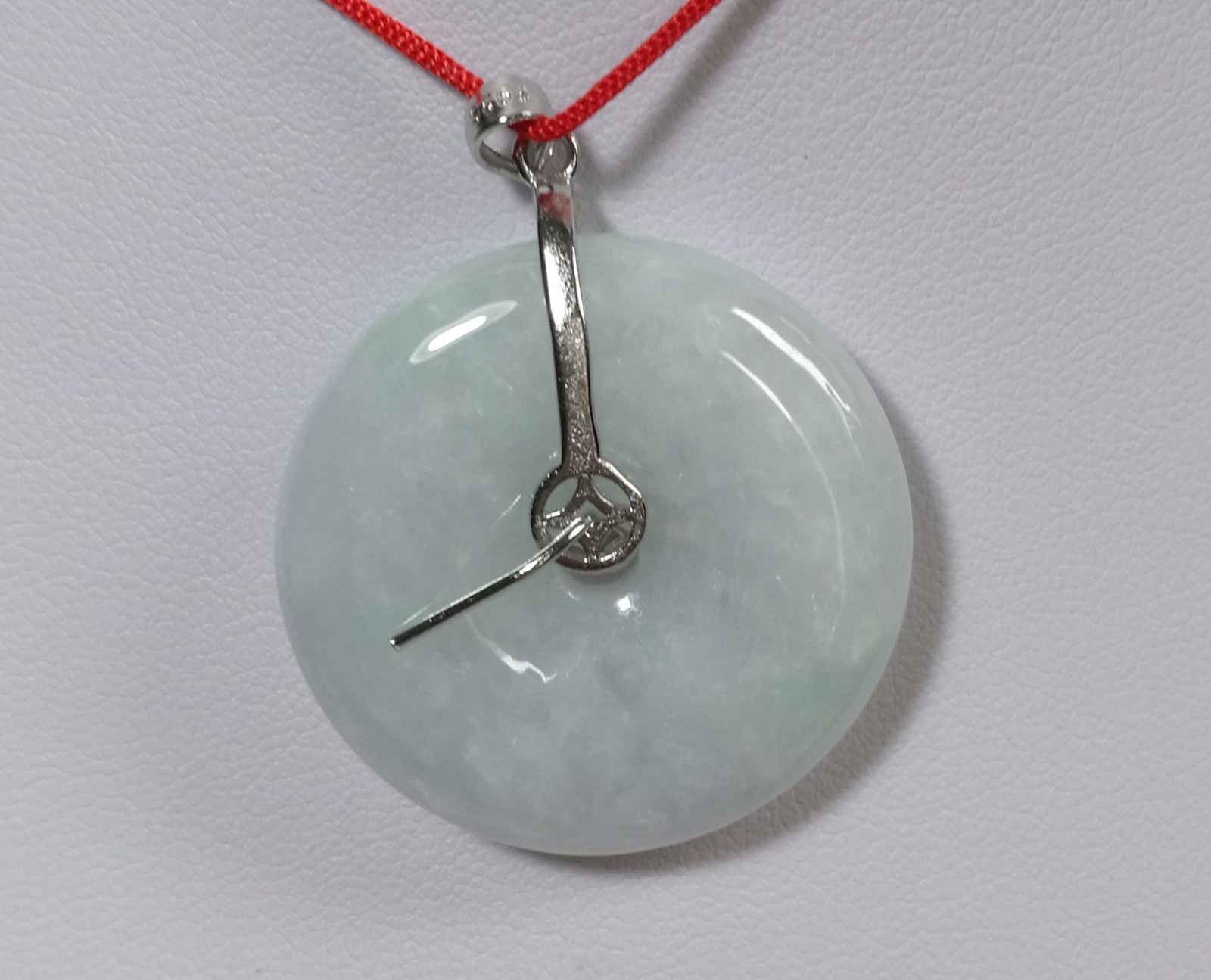 Genuine Grade A Myanmar Jadeite jade harmony ( 平安）Pendant in silver Dia30mm