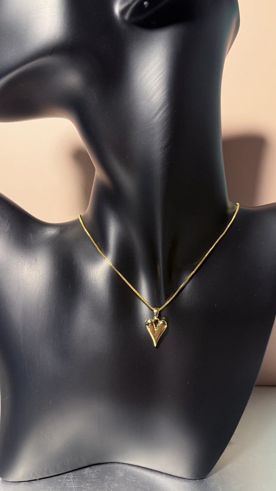 Gold Plated 925 Sterling Silver Box Chain With Heart Pendant