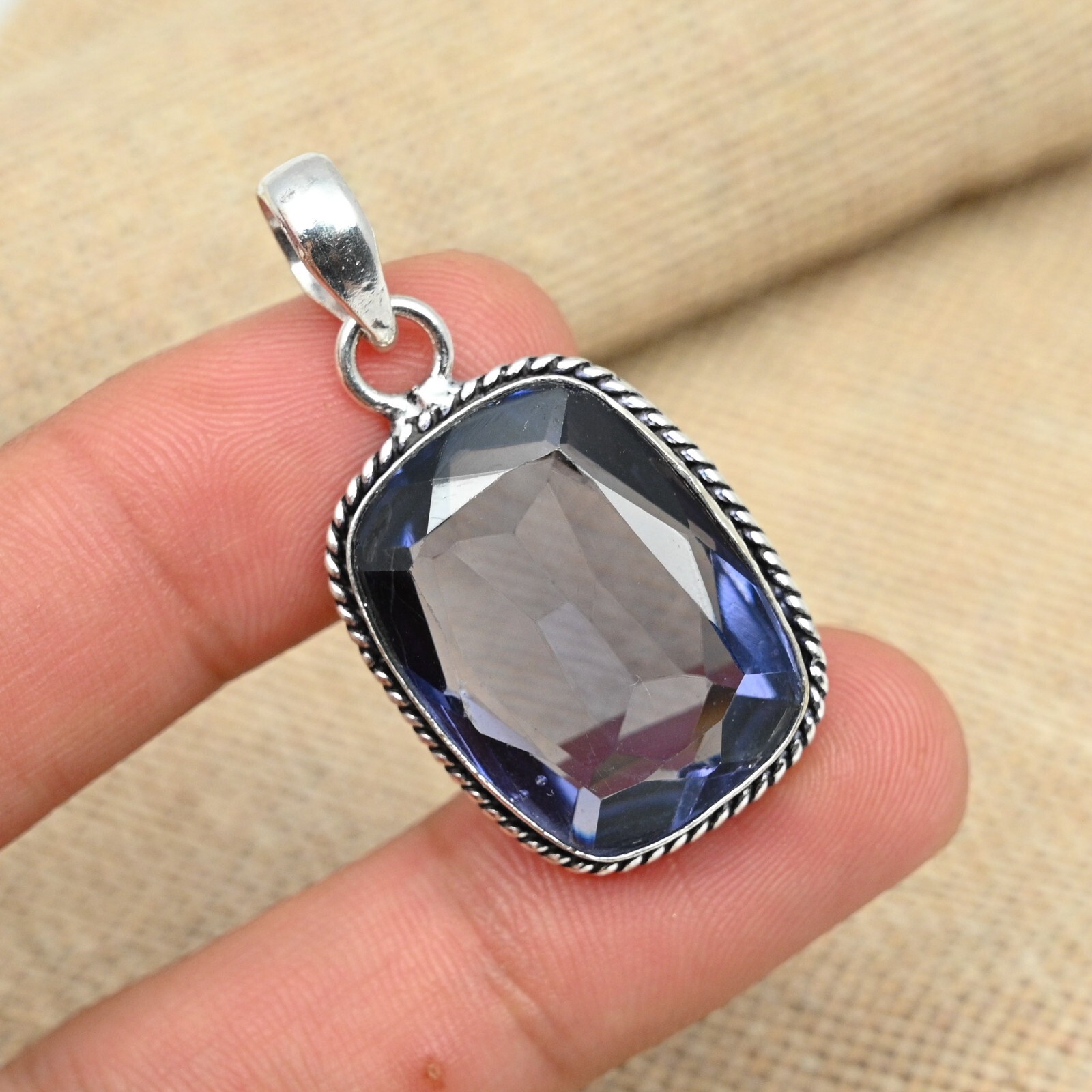 Iolite Gemstone Handmade 925 Sterling Silver Jewelry Pendant