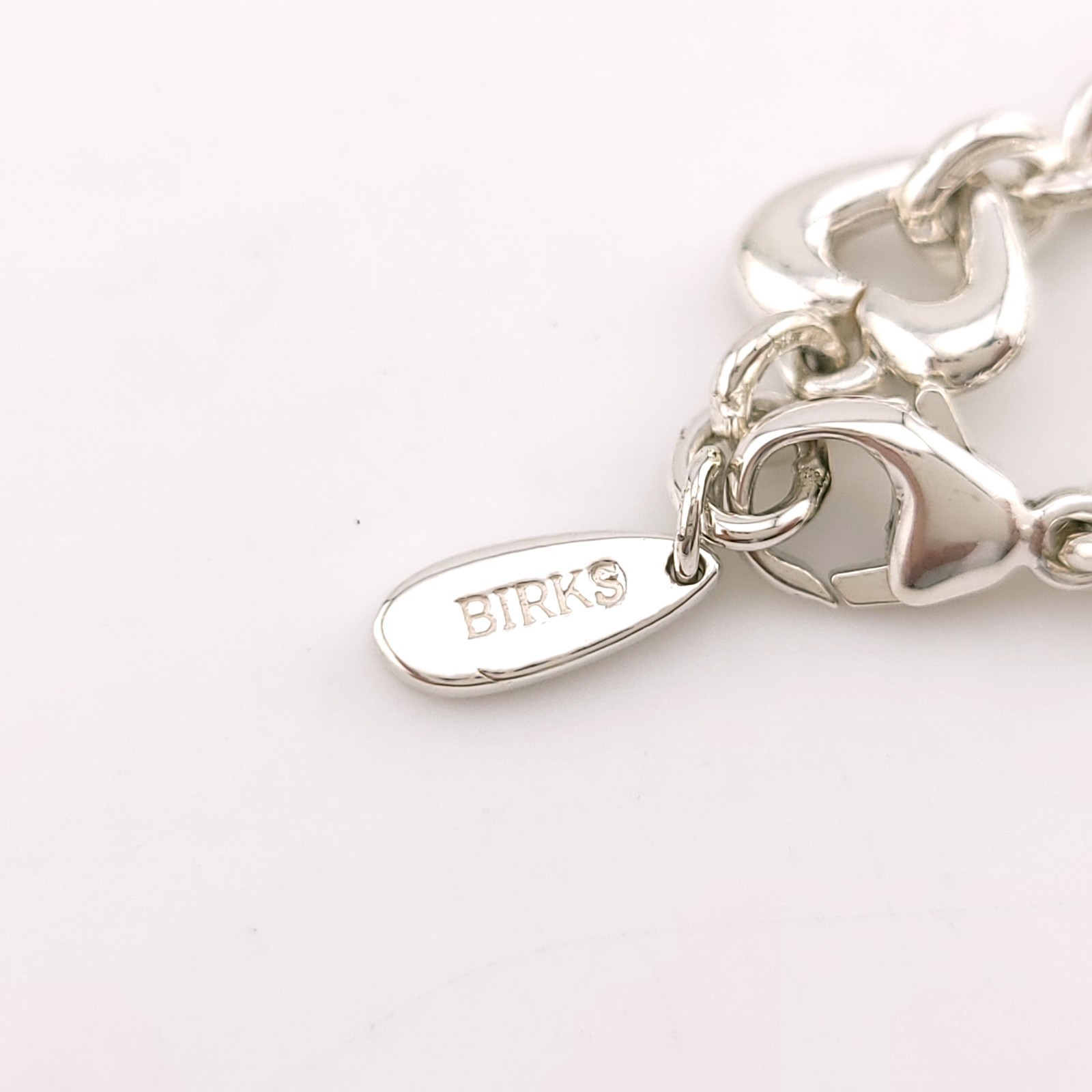 New Birks & Mayors Sterling Silver Heart Chain Link 32″ in Necklace 72 Grams