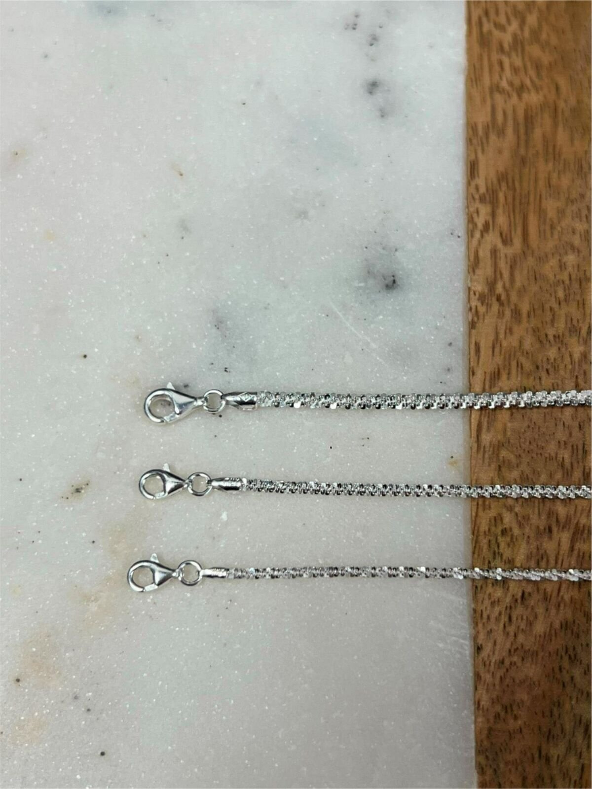 Real Solid 925 Sterling Silver Diamond Cut Sparkle Chain Necklace 2mm 2.5mm 3mm