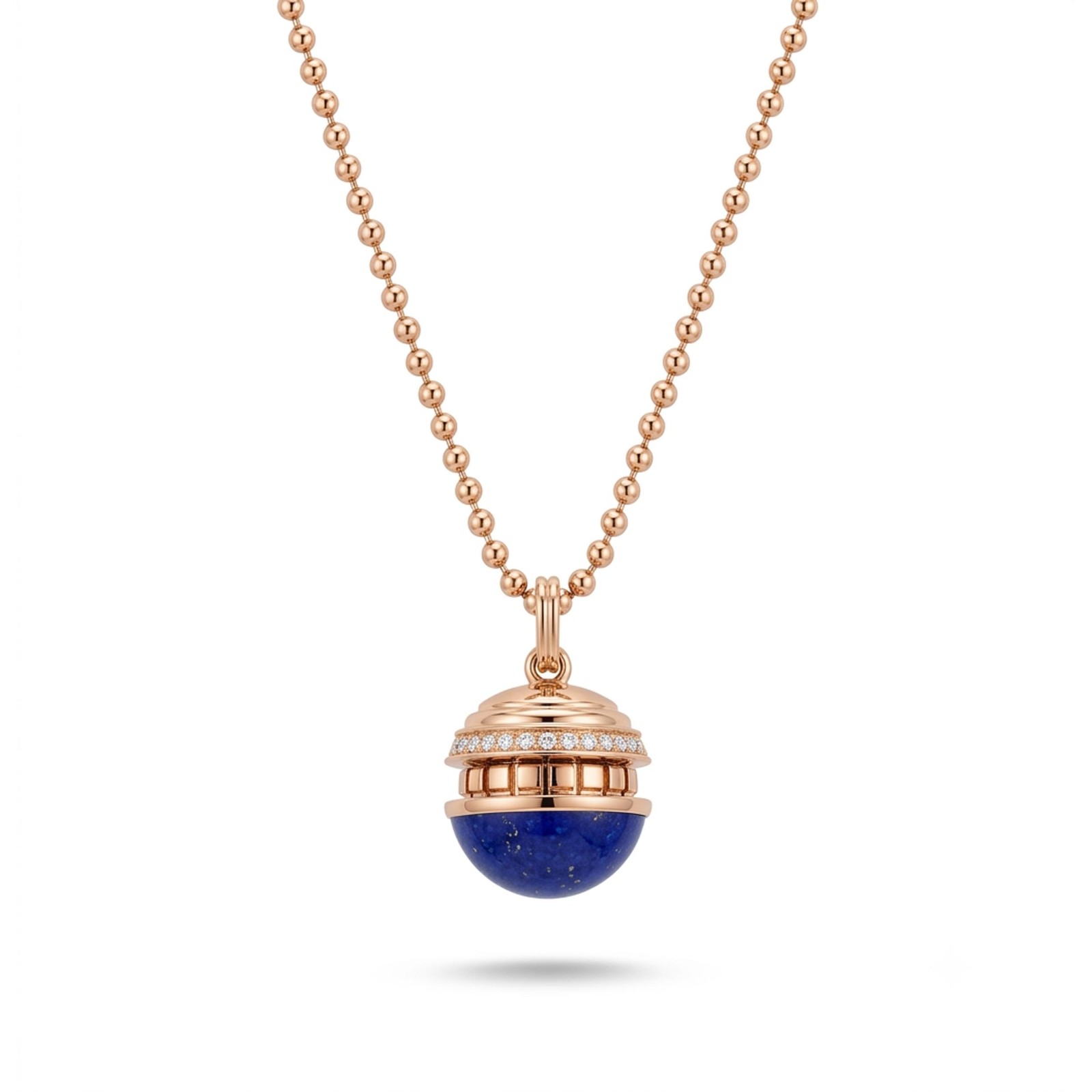 Roberto Coin Mosaic Diamond & Lapis Lazuli Pendant Necklace 18K Rose Gold 0.17Ct
