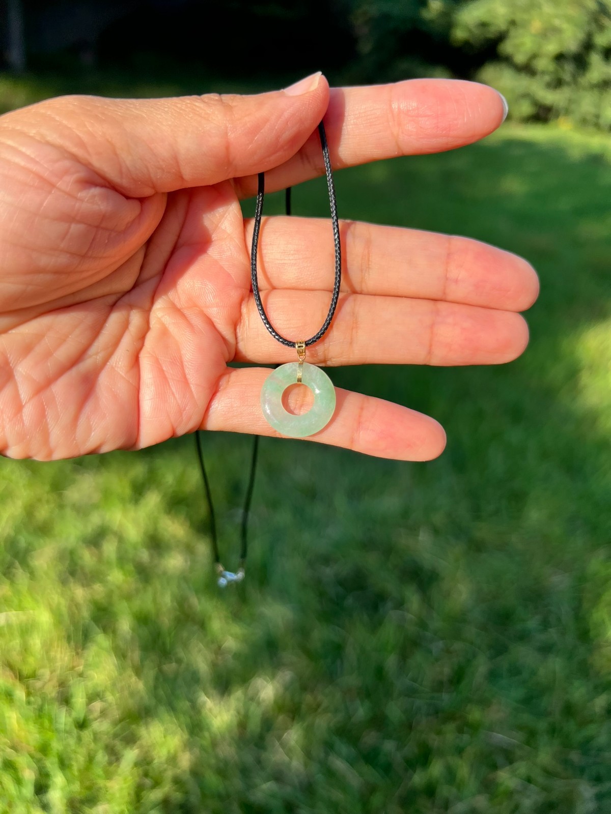 Icy Green 18k Solid Gold 100% Natural Grade A Jadeite Jade Pendant H178 5