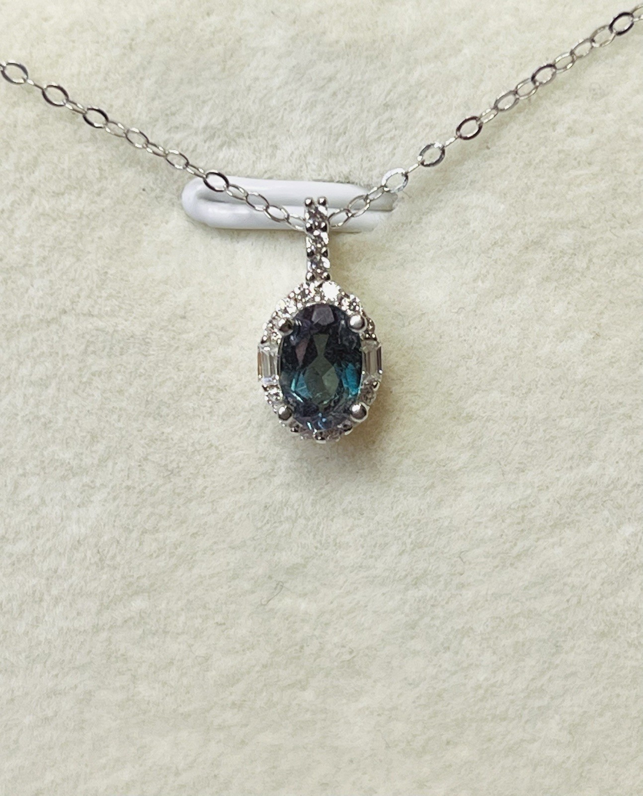 Small 925 Sterling Silver London Blue Lab Created Alexandrite Pendant Necklace
