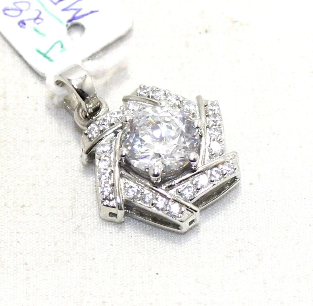 925 Sterling Silver Zircon Stone Men Women Pendant Unisex Handmade Gift