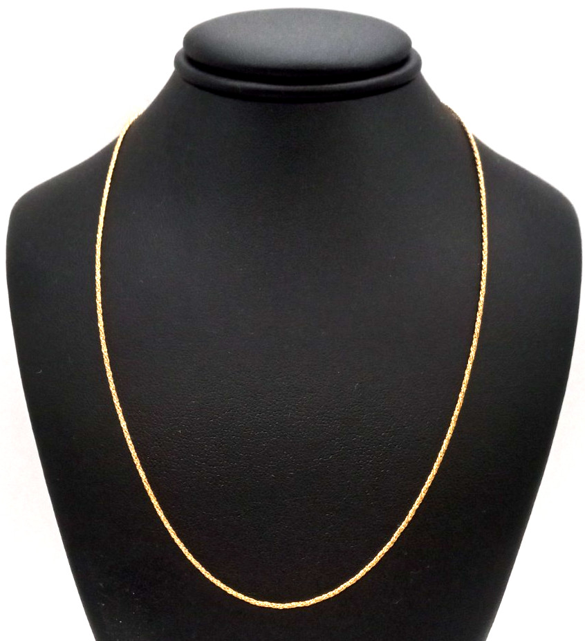 (MA2) Italy 14k Yellow Gold 2.2 Grams Thin Fancy Rope Chain Necklace 18″