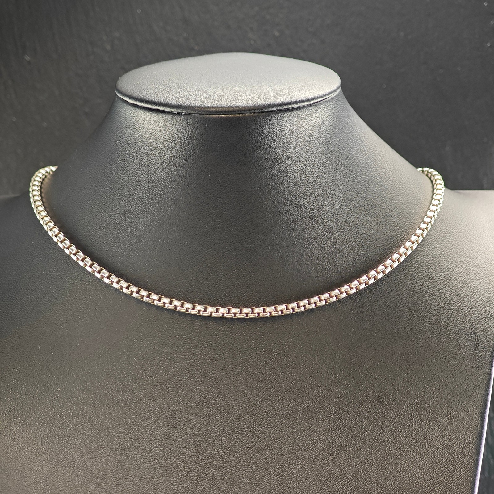 David Yurman 14k Gold Accent, Sterling Silver 3.5mm Box Chain Necklace 16″ N2715