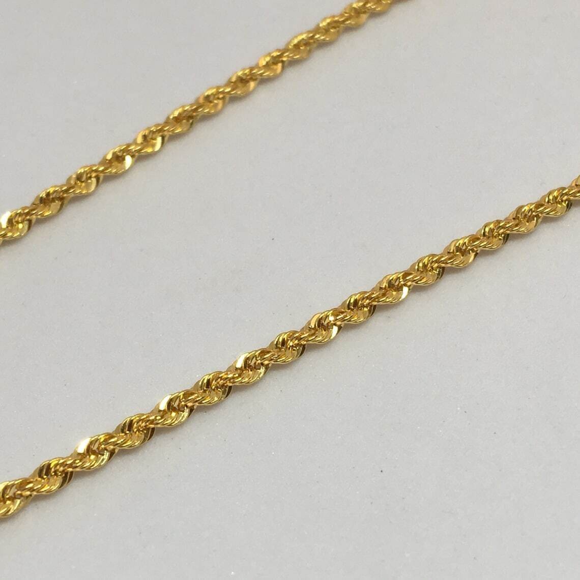 18K Solid Gold Rope Chain Necklace Men Women – Genuine 18k Gold – All Sizes