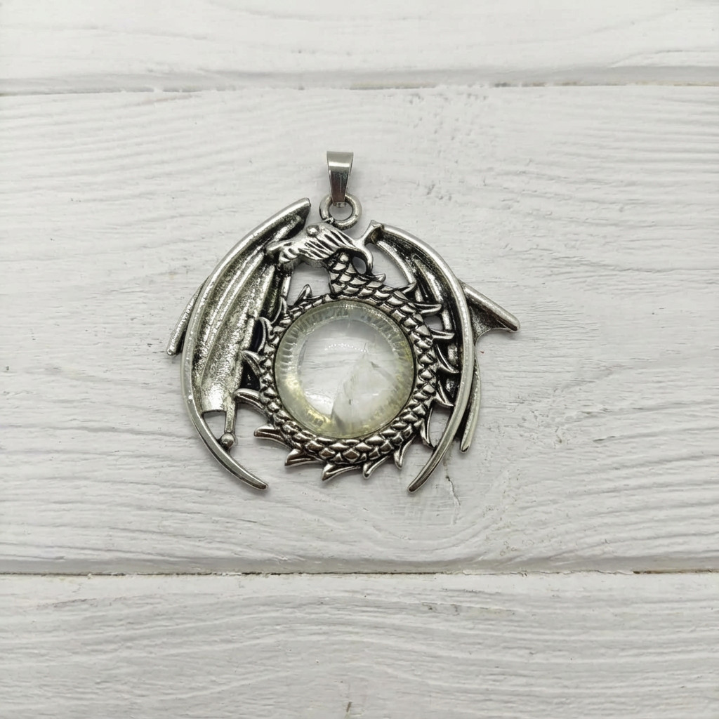 Premium Clear Crystal Necklace – Dragon Mythical Crystal Pendant for Her