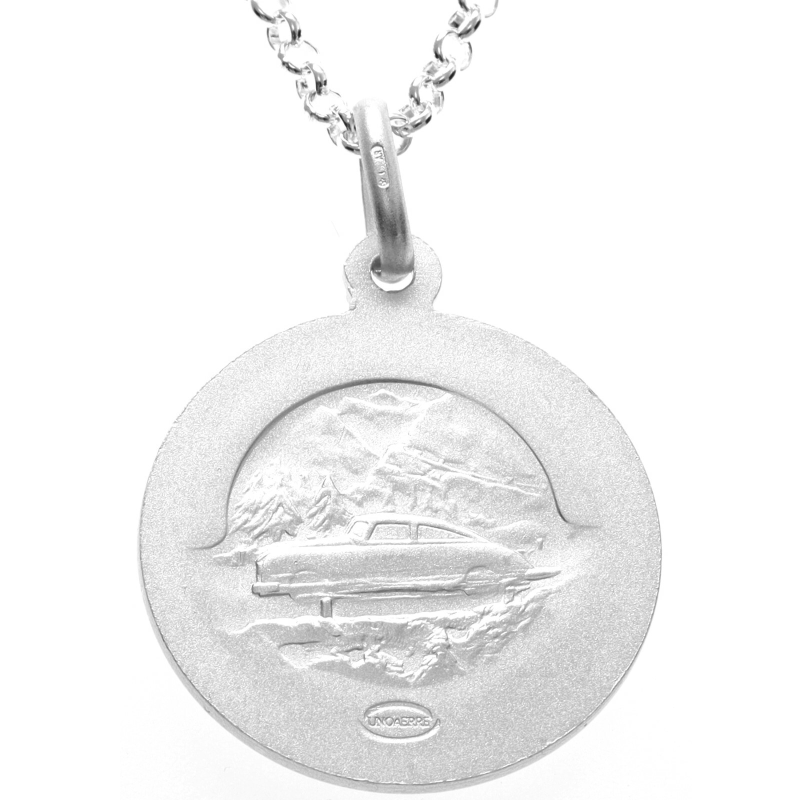 Mens Sterling Silver St Christopher pendant necklace with 20″ chain and gift box