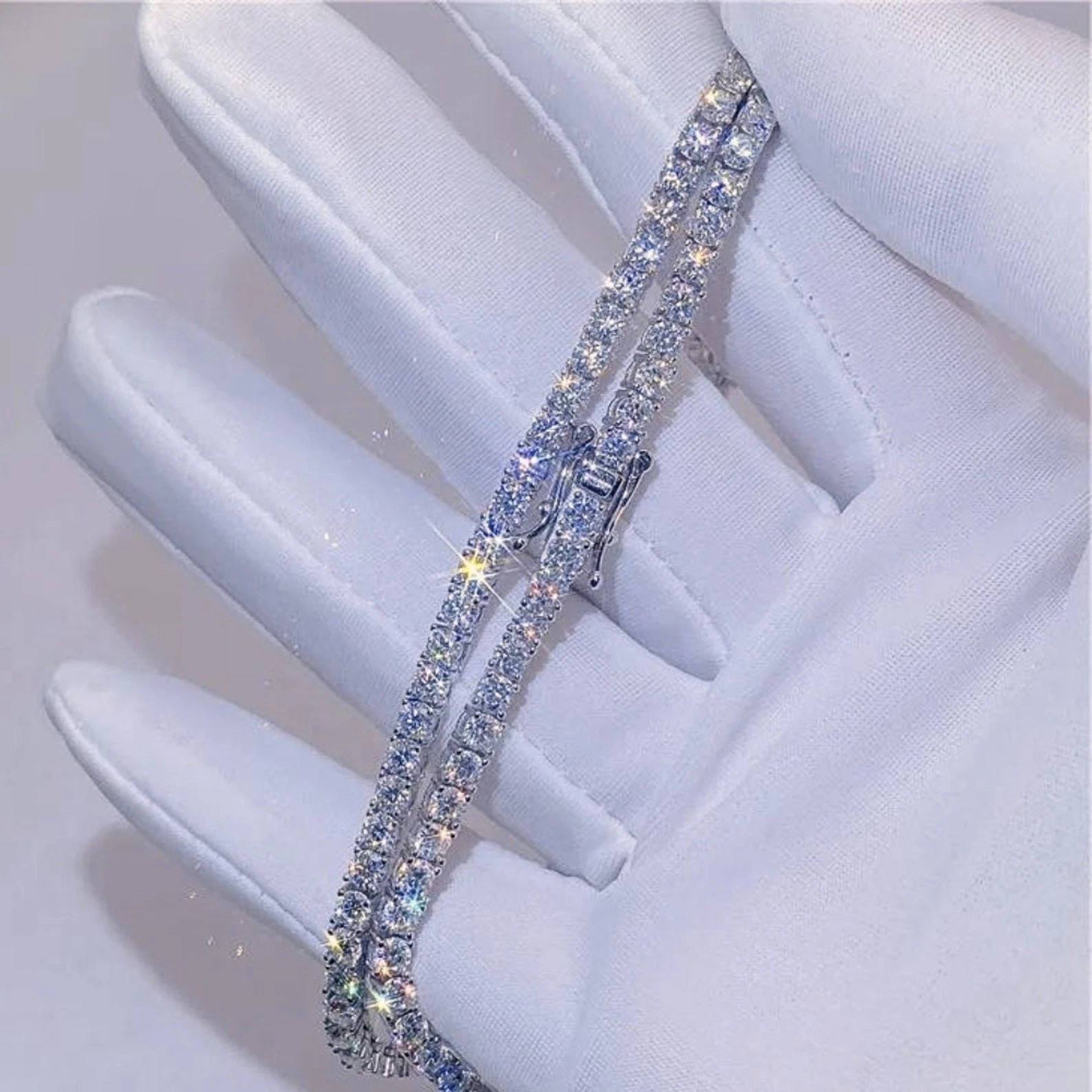 12.40Ct Round Cut Lab Grown Diamond Men’s Tennis Necklace 14k White Gold Plated
